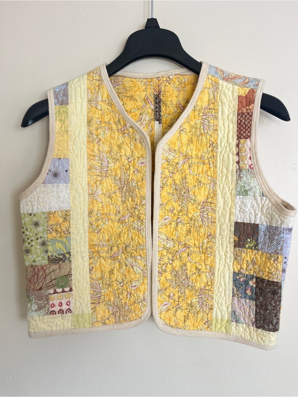 Quilted Patchwork Yellow Sleeveless Vest